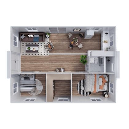 30FT Expandable - 2 chambres - Plan 1