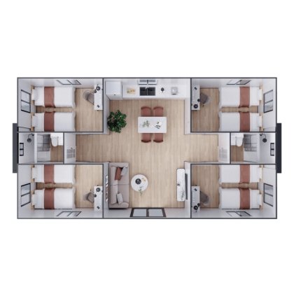 40FT Expandable - 4 chambres - Plan 2