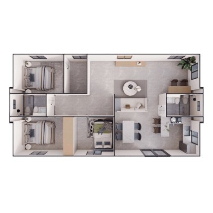 40FT Expandable - 3 chambres - Plan 2
