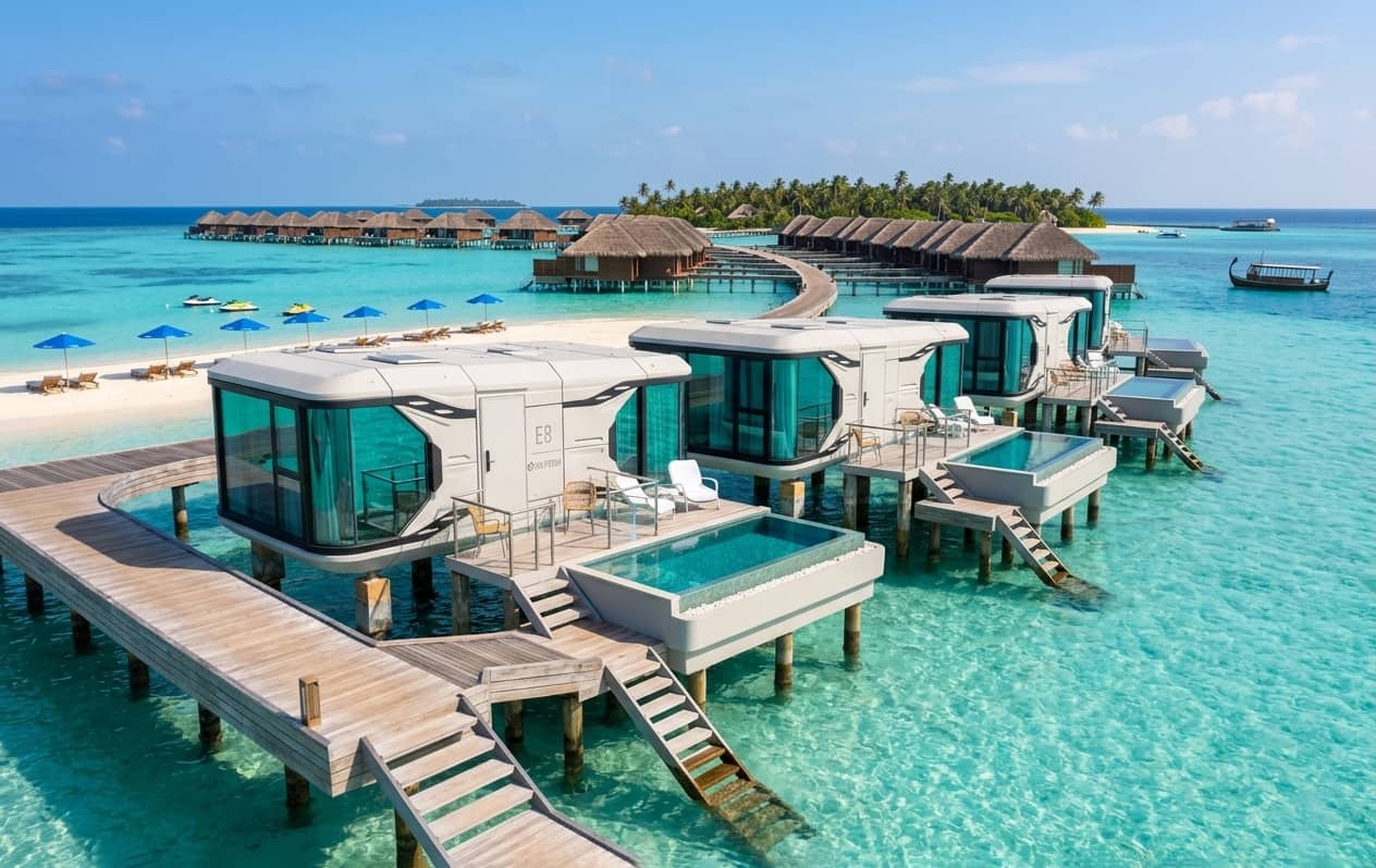 Capsule House E8 EuroHomes dans un projet d'hébergement premium