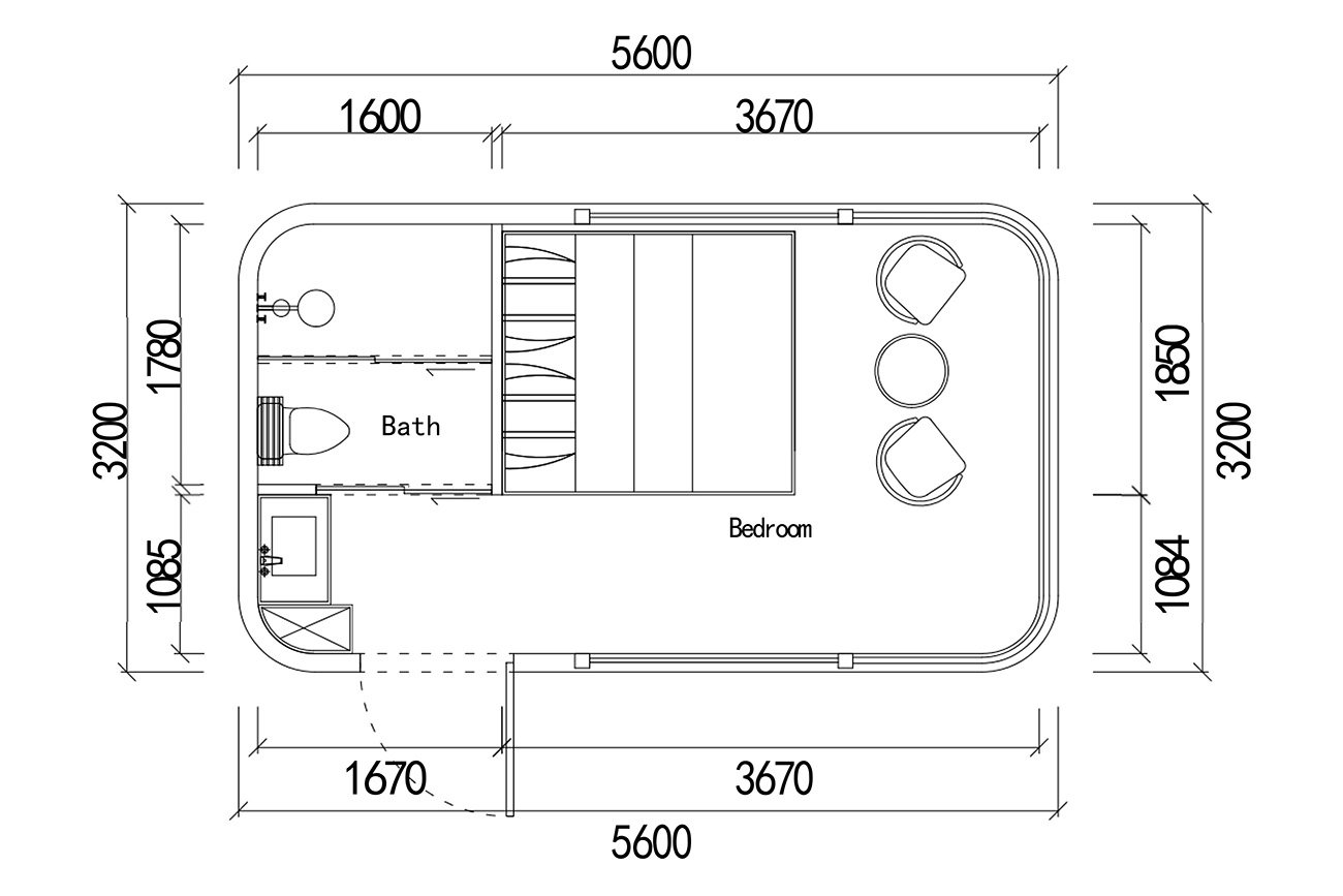 Plan d'aménagement de la Capsule House E3