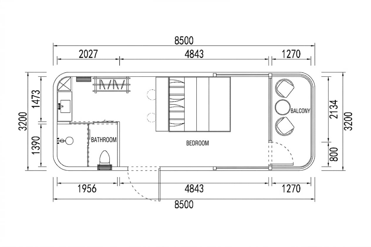 Plan d'aménagement de la Capsule House E5